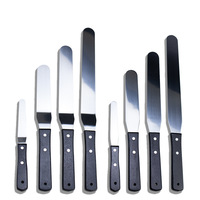 Spatule à crème à gâteau droite en acier inoxydable avec logo personnalisé avec poignée en plastique pour outils de décoration de gâteaux