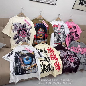 T-shirt da uomo estiva oversize in cotone pesante 300g di alta qualità, a maniche corte, stile streetwear con stampa cartoon, vestibilità ampia - Product Image 3