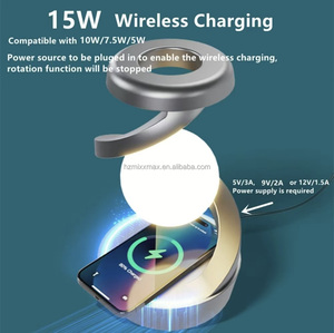 Modernes 15W <span class=keywords><strong>LED</strong></span> Nachtlicht Kreatives Design Rotierende schwimmende Schreibtisch Tisch lampe Hand-Wave Control Drahtloses Laden Smart Home für