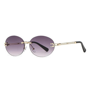 Nuevas Gafas de Sol Ovaladas para Mujer, Montura Metálica sin Marco, Lentes de PC con Protección UV400, Tipo 3, Montura Negra, Gafas Modernas - Product Image 2