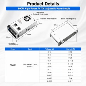 Catu Daya 600W yang Dapat Disesuaikan 12V 15V 24V 36V 48V 60V <span class=keywords><strong>72V</strong></span> 80V 110V 150V 220V 2.7A-50A 600W AC <span class=keywords><strong>DC</strong></span> Switching <span class=keywords><strong>Power</strong></span> <span class=keywords><strong>Supply</strong></span> - Product Image 2