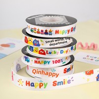 Rubans en coton multicolores ludiques style dessin animé mignon Modèle 2B33 pour gâteaux d'anniversaire d'enfants, cadeaux et décorations de fête de maternelle