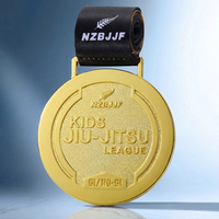 Medallas Deportivas Personalizadas de Jiu-Jitsu para Niños, de Aleación con Relieve, Estilo Nueva Zelanda y Brasil, para Competiciones Infantiles Gi/No-Gi