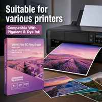 Papier photo satiné RC 4R 260 g/m² finition velours imprimable jet d'encre, papier photographique personnalisé OEM en gros pour studio