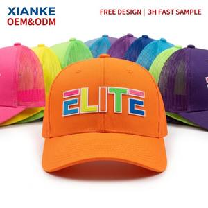 Casquettes Trucker X&K personnalisées en gros, profil moyen, multicolores, performance, plage, hip-hop, avec support en maille cousu pour le dos - Product Image 1