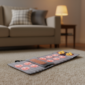 Tapis de massage avec 10 moteurs vibrants, coussin de massage électrique chauffant pour le dos et le cou, à brancher, 220V 30W, gris - Product Image 2