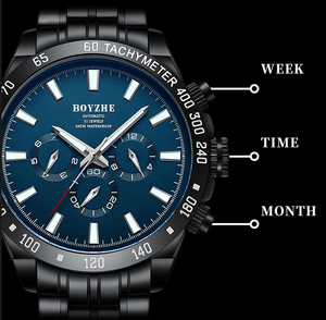 นาฬิกาอัตโนมัติสำหรับผู้ชายตัวเรือนสีดำสายสีน้ำเงิน WL039แบรนด์ <span class=keywords><strong>boyzhe</strong></span> - Product Image 4