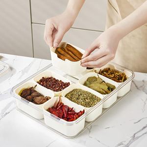 Conteneur de rangement rectangulaire pour réfrigérateur à 8 compartiments avec tiroirs amovibles, couvercles et poignée - Écologique et hermétique pour aliments - Product Image 6