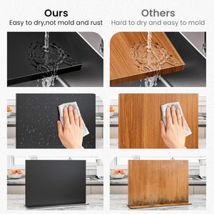 Double-sided Black Wood & <b>Acrylic</b> Eco-Friendly Magnetic Knife Holder Magnetic Knife <b>Block</b> Stand Kitchen Organizer - Product Image 5
