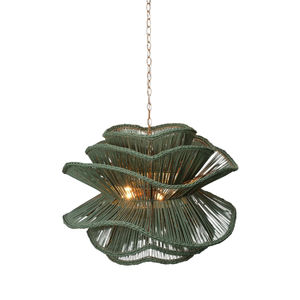 Décoration de haute qualité chasseur vert tissé à la main rotin vague lumières pour Villa jardin maison pendentifs décoratifs éclairage - Product Image 4