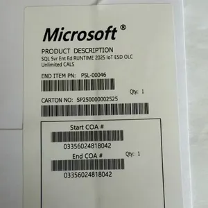 <span class=keywords><strong>SQL</strong></span> Server 2025 Enterprise Edition, Pacchetto CAL Illimitato per Core, Versione Inglese, DVD con Attivazione Online, Disponibile - Product Image 4
