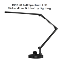 Lampe de bureau LED à base métallique, à intensité variable par tactile/télécommande, pliable, double source lumineuse, CRI 95, alimentation CA, écologique, protection des yeux, lampe pour étudiant