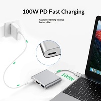 Konverter Multifungsi Pencerminan Layar Ponsel Tablet Komputer Desktop Stasiun Docking 3-in-1 Tipe C Ke/USB 3.0