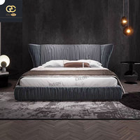 Nouvel ensemble de chambre à coucher pour lit double en cuir de luxe italien Design et lit king-size créatif