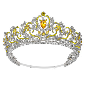 Shiny Floral Hollow Design Multi Color Crystal Tiara <b>Silver</b> <b>Crown</b> For Beauty Contest Wedding Decoration - Product Image 2