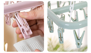 Séchoir à linge pliable à 32 pinces pour enfants et adultes, séchoir à linge anti-vent, chaussettes, sous-vêtements, séchoir en plastique, <span class=keywords><strong>cintre</strong></span> pour vêtements d'enfants - Product Image 6