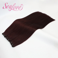 Extensions de cheveux humains vierges bruts Remy couleur 99J, super double drawn, bordeaux, avec cuticules alignées et double trame cousue à la machine