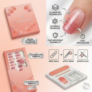 <span class=keywords><strong>Uñas</strong></span> de Gel Semi-Curadas Sin UV y No Tóxicas con Detalles de Patrón de Corazón para Suministro de Salón de Alta Gama, Duración de hasta 14 Días - Product Image 2