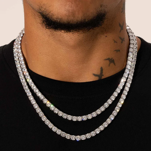 Catena Tennis di Lusso per Uomo e Donna, Gioielleria Hip Hop con Diamanti da Laboratorio 6.5MM, <span class=keywords><strong>Argento</strong></span> S925, Colore D, VVS, Moissanite - Product Image 1