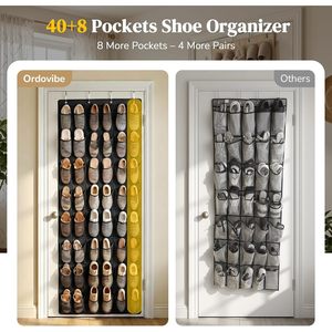 48 Pocket Over The Door Shoe Organizer Large Mesh Hanging <b>Rack</b> For Sneakers <b>Storage</b> 6 Column Heavy Duty - Product Image 2