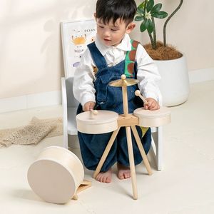 Ensemble de batterie en bois avec pédale et support, jouet de percussion musicale Montessori - Product Image 3