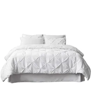 White down alternative comforter set bed in a bag set 8 pieces pinch pleated design one pack with everything for bed