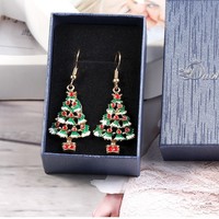 Parure de bijoux tendance pour les fêtes de Noël, collier et boucles d'oreilles en alliage motif sapin de Noël, cadeau idéal pour femme, décoration de fête