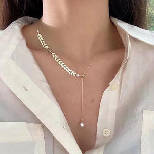 <span class=keywords><strong>Collier</strong></span> en perles dorées tendance pour femmes, vente en gros N206206 - Product Image 1