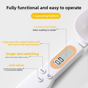 เครื่องชั่งดิจิตอลแบบช้อนขนาดเล็ก 0.1 กรัม ชาร์จผ่าน USB ทำจากพลาสติก สำหรับชั่งอาหารเด็ก/อาหารสัตว์เลี้ยง แมว/สุนัข ใช้ในครัวสำหรับทำขนมและชั่งอาหาร - Product Image 2