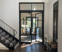 Portes Françaises Extérieures en Métal de Qualité Supérieure, Vente Chaude, Cadre en Métal Noir, Porte en Acier et Verre, Finition Manuelle, Isolation Thermique