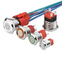 Interrupteur à bouton-poussoir métallique 20A haute puissance, éclairé par LED, étanche IP67, 12/16/19/22/25mm, à enclenchement momentané