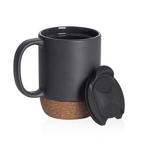 Agh New Arrival Custom Logo 12Oz Matte Keramische Koffiemok Met Geïsoleerde Kurkbodem En Deksel - Product Image 1