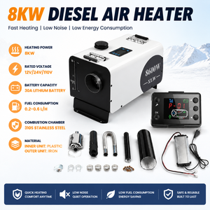 Calentador de Aire Diésel Portátil Todo <span class=keywords><strong>en</strong></span> Uno de 8KW, 12V 24V 110V, Calentador Integrado con Cámara de Combustión 310S para Camiones, Autocaravanas y Campers - Product Image 1