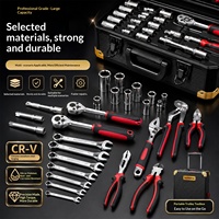 Meilleure vente transfrontalière : Coffret d'outils de réparation automobile en acier au carbone, 187/399 pièces, avec clé à cliquet et douilles rapides