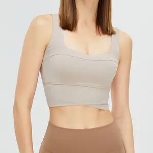 Áo ngực thể thao tác động cao cho phụ nữ, áo ngực Racerback tập luyện Crop Tops Longline Yoga bra đẩy lên cộng với kích thước