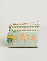 Pochette de luxe en paille tressée brodée pour rouge à lèvres et bijoux, sac de voyage portable pour soins de la peau, pochette de maquillage en coton pour femme