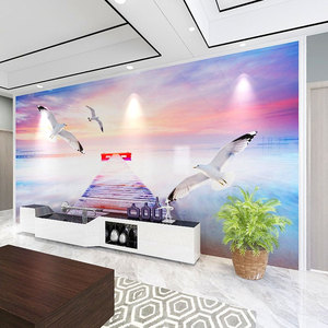 Tv Fond Mur Papier Peint Moderne Simple 8d Tridimensionnel Mouette Murale Salon Film Et Télévision Revêtement Mural - Product Image 3