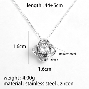 Collana Trendy per San Valentino, <span class=keywords><strong>Nodo</strong></span> d'Amore in Acciaio Inox 304 con Zirconi, Gioiello Regalo per Donne - Product Image 6