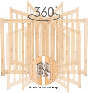 Barrière pour chien pliable en bois, autoportante, pour couloirs intérieurs, barrière pour chien d'intérieur pour chiens de petite à moyenne taille - Product Image 5
