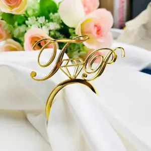 Kişiselleştirilmiş altın ayna akrilik düğün konuk adı peçete halkası düğün resepsiyonu hediyeler noel masa dekorasyon