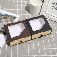 Boîte d'emballage de luxe personnalisée avec logo, impression CMYK, couleurs Pantone, boîte avec couvercle et base, fenêtre en PVC pour vêtements, chaussettes, cadeaux