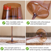 Ensemble de 6 verres à vin SUNYO en ambre foncé, verres à vin colorés soufflés à la main, ensemble de verrerie marron pour vin rouge et blanc