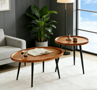 Table d'appoint de style moderne en noyer noir, table basse pour salon, table basse en bois pour salon, table basse en bois pas chère