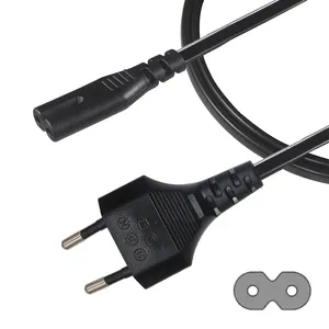 1.5M 10A 250V 2 Pin Connector French Extension Cable Two 2Pin Prong Plug Female Figure 8 Eu Iec C7 Ac Power Cord
