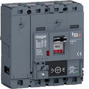 HES161NC ปรับแต่งได้ด้วยชุดเบรกเกอร์แบบหล่อขึ้นรูป Hagers รุ่น h3+ P160 LSIG Energy 4P 70kA 160A ปรับค่าได้ - Product Image 1