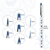 Nouvel ensemble de 7 pinceaux professionnels pour manucure, motif porcelaine bleue et blanche, manche en acrylique, pour détails et nail art