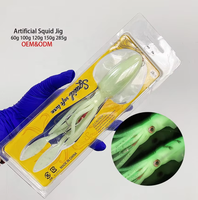 Nouveau leurre de pêche souple lumineux en forme de pieuvre de 60g et 15cm, appât pour calamars, jig lent, jig artificiel pour calamars