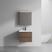 Meuble de salle de bain mural en PVC imperméable avec double tiroir, résistant à l'humidité, livraison rapide directe d'usine, personnalisable
