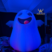 Décoration d'Halloween pour l'école, ballon gonflable fantôme de dessin animé, mascotte, fantôme gonflable à LED pour l'affichage en magasin ou en entreprise