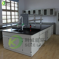 Table de laboratoire biologique et chimique SCEELAB en acier avec étagère à réactifs pour les meubles de laboratoire des écoles et des hôpitaux